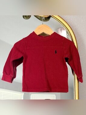 Ralph Lauren Red thermal ribbed long sleeve Baby top 12m